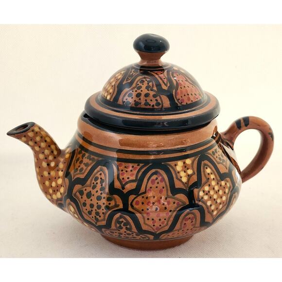 TEAPOT-TUNISIAN LE SOUK-Hand Painted-Mosaic Design-Holds 3 Cups - Picture 1 of 11